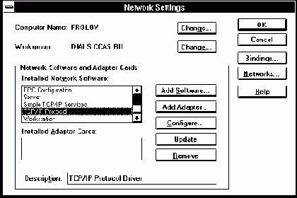 Подключение протокола TCP/IP