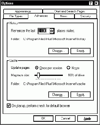 Настройка параметров навигатора Microsoft Internet Explorer